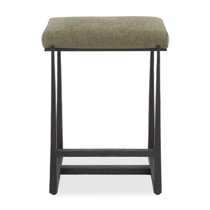 Uttermost Uttermost Midas Counter Stool With Textured Antique Iron Base And Driftwood Upholstered Seat, Plush Comfort Bronze,Green 53031