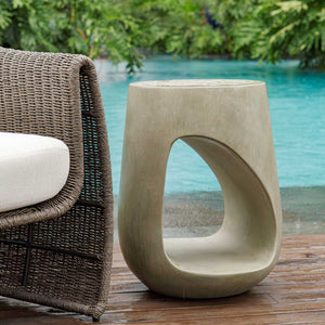 Uttermost Gray Outdoor Accent Table - Modern Cylindrical Design With Unique Cutout Detail For Versatile Use Gray Javamix Wood And Plywood With Resin 50255