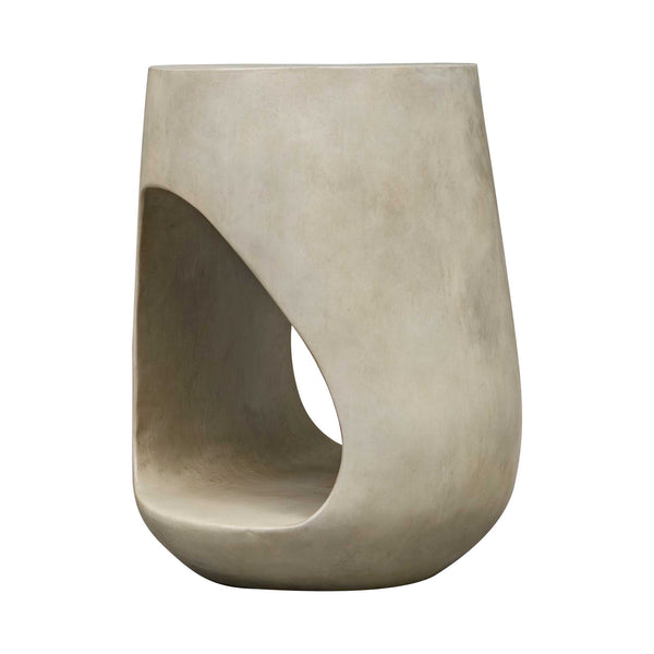 Uttermost Gray Outdoor Accent Table - Modern Cylindrical Design With Unique Cutout Detail For Versatile Use Gray Javamix Wood And Plywood With Resin 50255