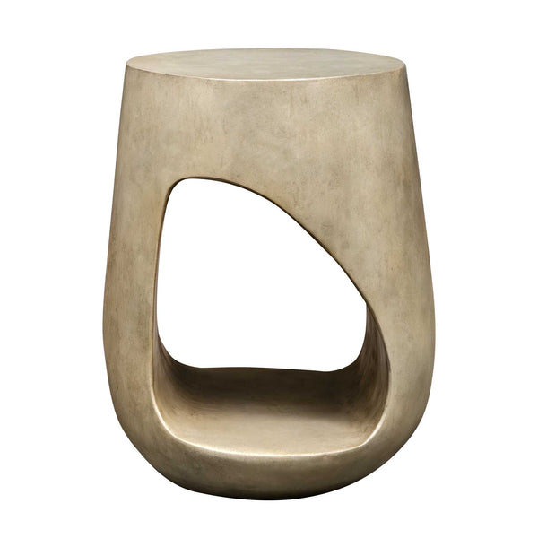 Uttermost Gray Outdoor Accent Table - Modern Cylindrical Design With Unique Cutout Detail For Versatile Use Gray Javamix Wood And Plywood With Resin 50255