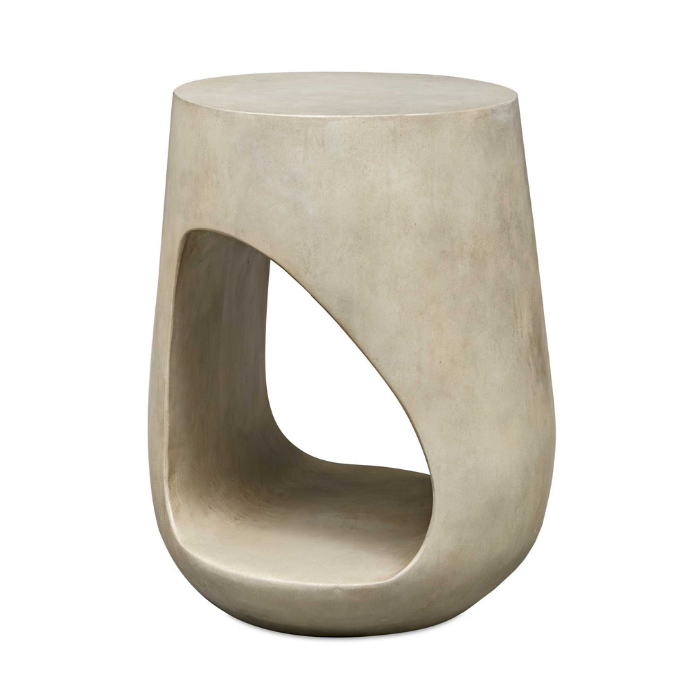 Uttermost Gray Outdoor Accent Table - Modern Cylindrical Design With Unique Cutout Detail For Versatile Use Gray Javamix Wood And Plywood With Resin 50255