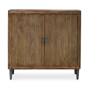 Uttermost Uttermost Pinstripe Tambour 2 Door Cabinet In Light Walnut Mango Wood With Matte Black Pulls & Legs 50256