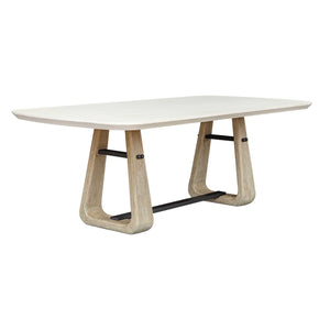 Uttermost Circa Stylish Outdoor Dining Table With Glass-reinforced Concrete Top And Mahogany Legs White,Woodtone Foamboard And Mahogani Wood 50257