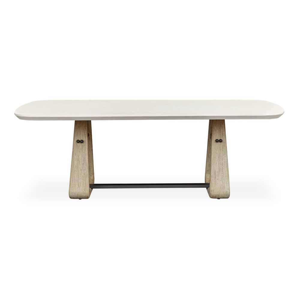 Uttermost Circa Stylish Outdoor Dining Table With Glass-reinforced Concrete Top And Mahogany Legs White,Woodtone Foamboard And Mahogani Wood 50257