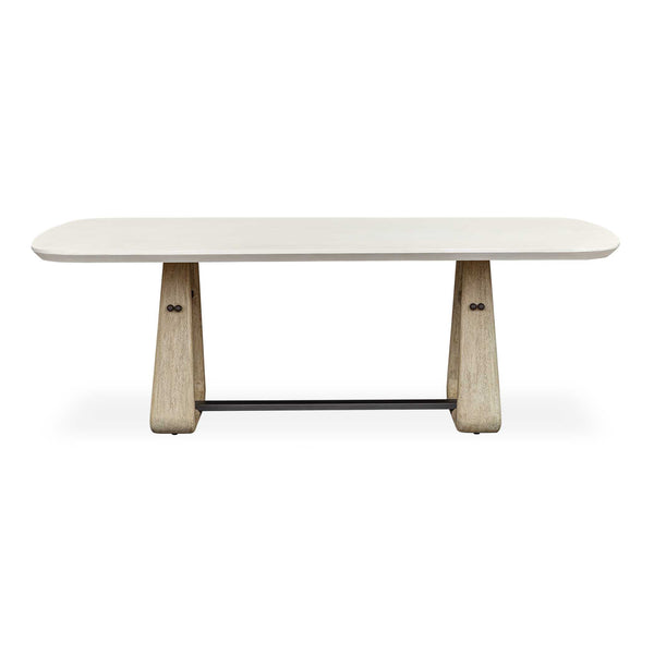 Uttermost Circa Stylish Outdoor Dining Table With Glass-reinforced Concrete Top And Mahogany Legs White,Woodtone Foamboard And Mahogani Wood 50257
