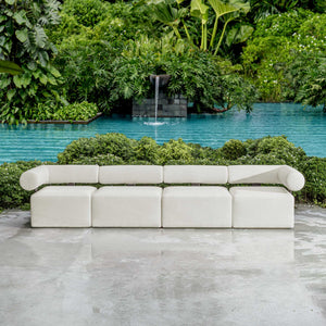 Uttermost Contemporary Modular Outdoor Sofa With Plush Cushions For Ultimate Relaxation Experience Black,White Metal Aluminium And Cushion Crescent Cloud Dancer 53032