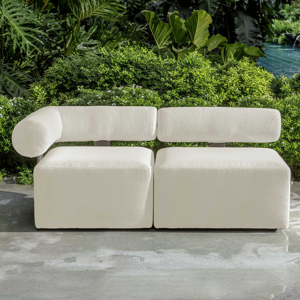 Uttermost Contemporary Modular Outdoor Sofa With Plush Cushions For Ultimate Relaxation Experience Black,White Metal Aluminium And Cushion Crescent Cloud Dancer 53033