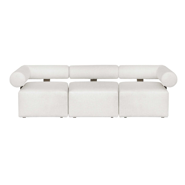 Uttermost Contemporary Modular Outdoor Sofa With Plush Cushions For Ultimate Relaxation Experience Black,White Metal Aluminium And Cushion Crescent Cloud Dancer 53033
