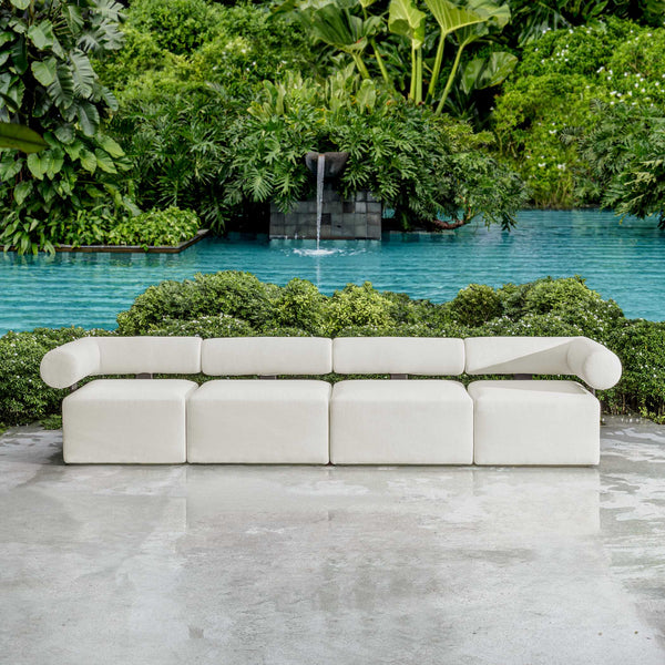 Uttermost Contemporary Modular Outdoor Sofa With Plush Cushions For Ultimate Relaxation Experience Black,White Metal Aluminium And Cushion Crescent Cloud Dancer 53033