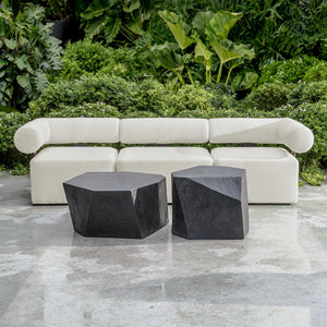 Uttermost Contemporary Modular Outdoor Sofa With Plush Cushions For Ultimate Relaxation Experience Black,White Metal Aluminium And Cushion Crescent Cloud Dancer 53033