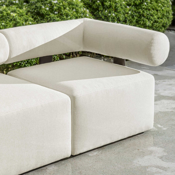 Uttermost Contemporary Modular Outdoor Sofa With Plush Cushions For Ultimate Relaxation Experience Black,White Metal Aluminium And Cushion Crescent Cloud Dancer 53033