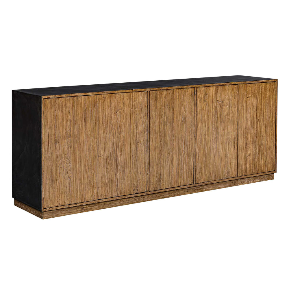 Uttermost Uttermost Kelvin Five-Door Media Console With Concrete Top, Teak-Skin Doors & Solid Mahogany Frame 50267