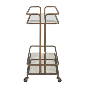 Uttermost Uttermost Erivo Bronze Bar Cart With Tempered Glass Top, Antique Mirrored Shelf & Locking Casters 50281
