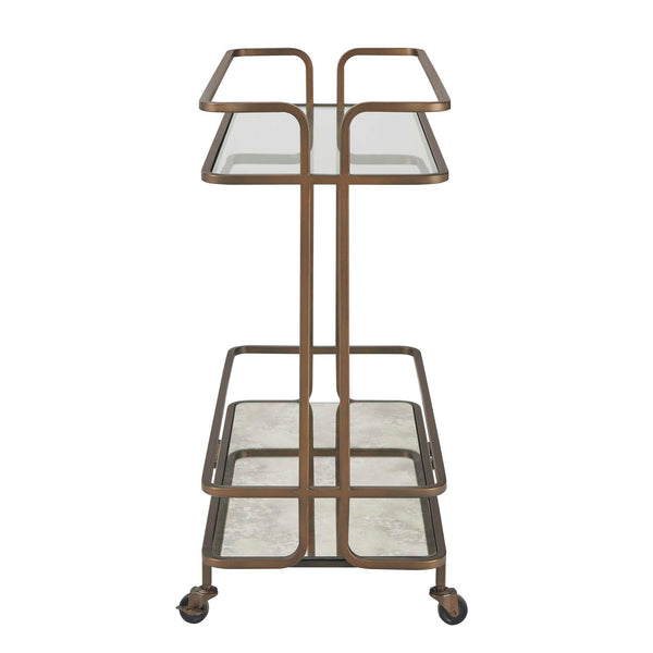 Uttermost Uttermost Erivo Bronze Bar Cart With Tempered Glass Top, Antique Mirrored Shelf & Locking Casters 50281