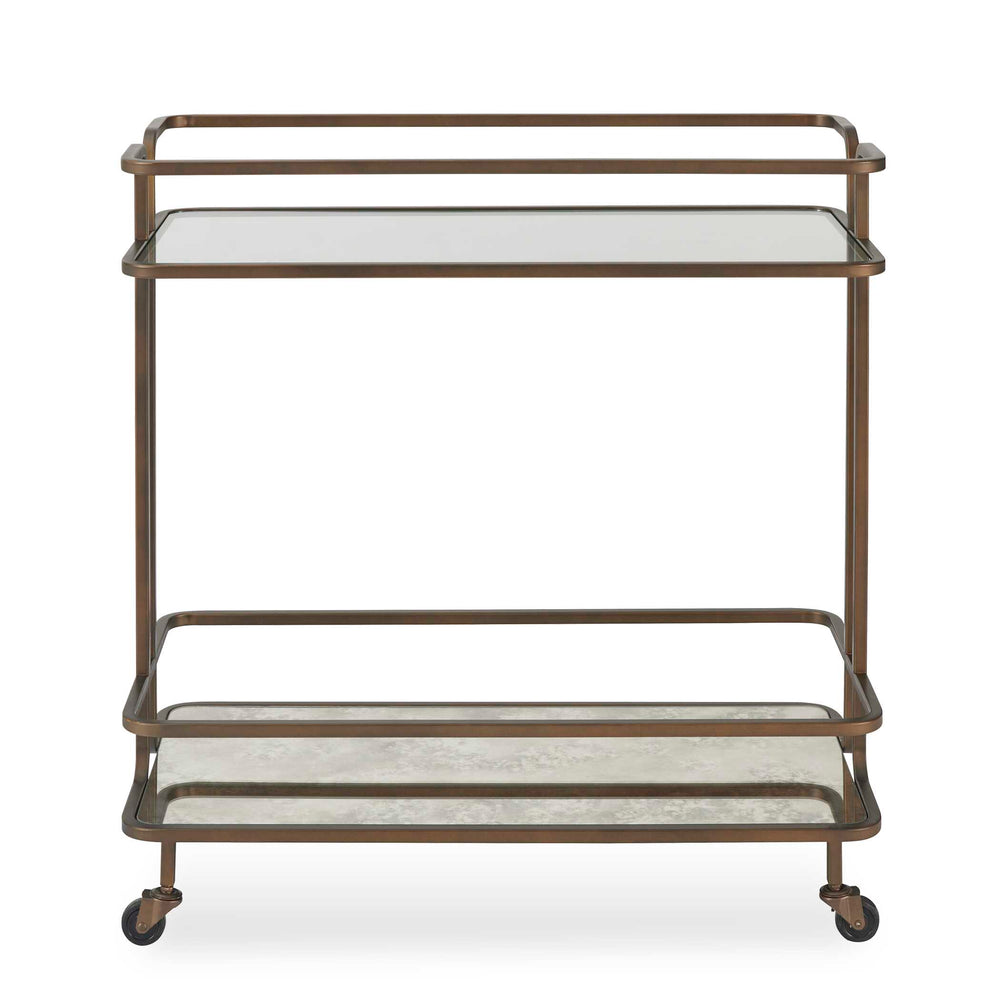 Uttermost Uttermost Erivo Bronze Bar Cart With Tempered Glass Top, Antique Mirrored Shelf & Locking Casters 50281