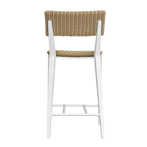Uttermost Calbas Outdoor Counter Stool – Stylish Comfort With Elegant Wicker For Your Patio Bliss White,Woodtone Metal Aluminium And Wicker 50242
