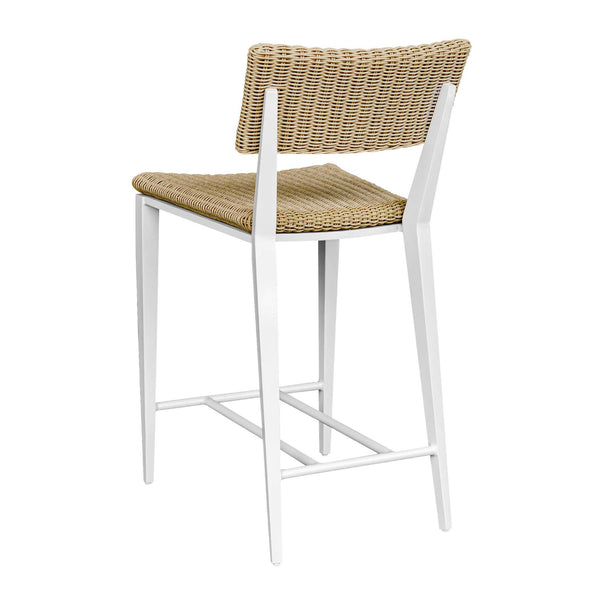 Uttermost Calbas Outdoor Counter Stool – Stylish Comfort With Elegant Wicker For Your Patio Bliss White,Woodtone Metal Aluminium And Wicker 50242