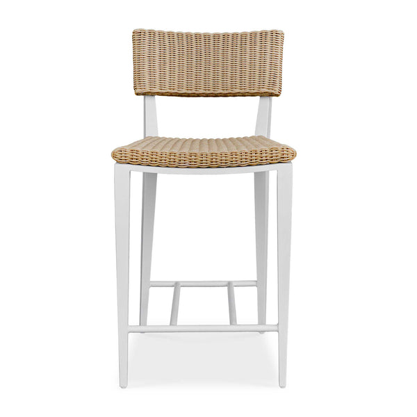Uttermost Calbas Outdoor Counter Stool – Stylish Comfort With Elegant Wicker For Your Patio Bliss White,Woodtone Metal Aluminium And Wicker 50242