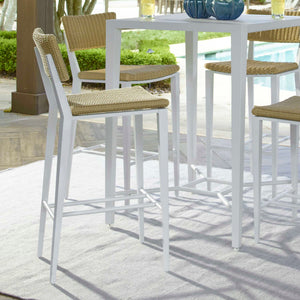 Uttermost Calbas Outdoor Counter Stool – Stylish Comfort With Elegant Wicker For Your Patio Bliss White,Woodtone Metal Aluminium And Wicker 50243