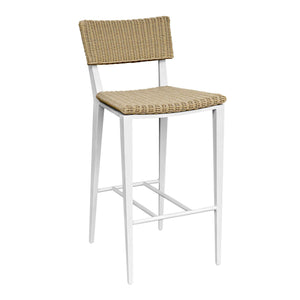 Uttermost Calbas Outdoor Counter Stool – Stylish Comfort With Elegant Wicker For Your Patio Bliss White,Woodtone Metal Aluminium And Wicker 50243