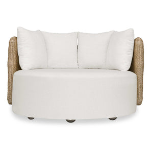 Uttermost Sunset Outdoor Swivel Day Bed – Plush Comfort In Light Gray Wicker With Weatherproof Fabric Gray,White Metal Aluminium And Cushion Crescent Cloud Dancer 53034