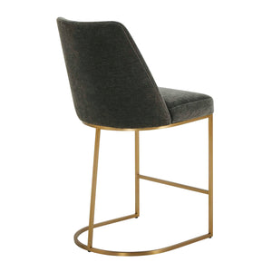 Uttermost Uttermost Hanni Charcoal Counter Stool — Plush Velvet Seat, Brass-Plated Steel Frame, Modern Ergonomic Design 53028