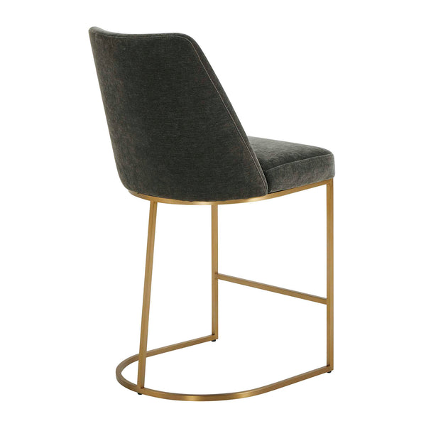 Uttermost Uttermost Hanni Charcoal Counter Stool — Plush Velvet Seat, Brass-Plated Steel Frame, Modern Ergonomic Design 53028