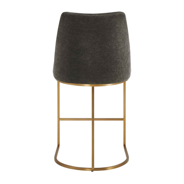 Uttermost Uttermost Hanni Charcoal Counter Stool — Plush Velvet Seat, Brass-Plated Steel Frame, Modern Ergonomic Design 53028