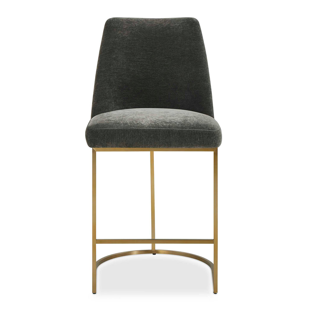 Uttermost Uttermost Hanni Charcoal Counter Stool — Plush Velvet Seat, Brass-Plated Steel Frame, Modern Ergonomic Design 53028