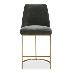 Uttermost Uttermost Hanni Charcoal Counter Stool — Plush Velvet Seat, Brass-Plated Steel Frame, Modern Ergonomic Design 53028