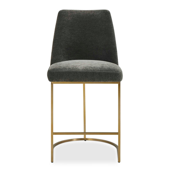 Uttermost Uttermost Hanni Charcoal Counter Stool — Plush Velvet Seat, Brass-Plated Steel Frame, Modern Ergonomic Design 53028