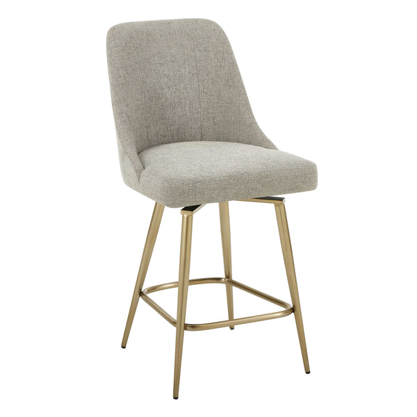 Uttermost Uttermost Bramwell Heathered Taupe Upholstered Counter Stool With Swivel-Return & Brushed Gold Base 53026