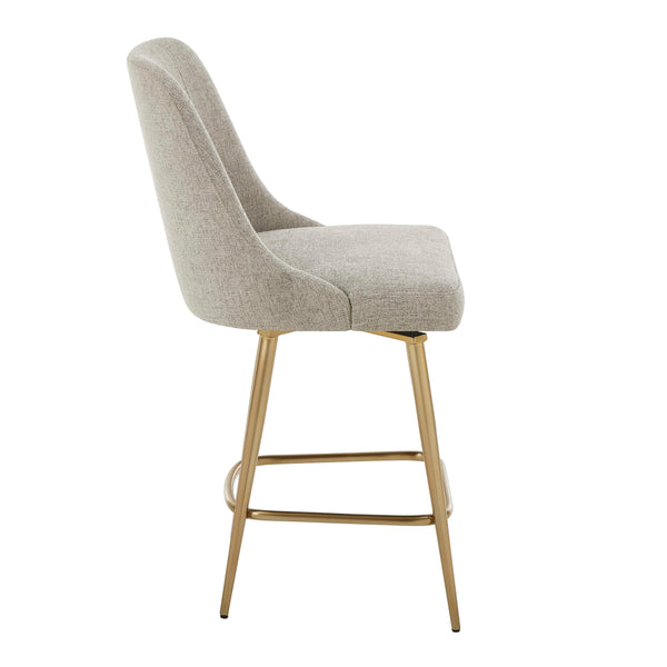 Uttermost Uttermost Bramwell Heathered Taupe Upholstered Counter Stool With Swivel-Return & Brushed Gold Base 53026