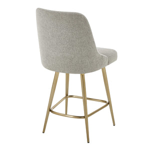 Uttermost Uttermost Bramwell Heathered Taupe Upholstered Counter Stool With Swivel-Return & Brushed Gold Base 53026