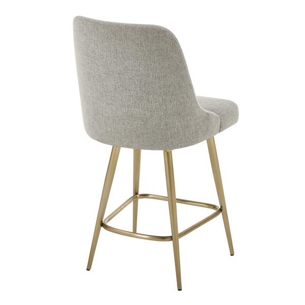 Uttermost Uttermost Bramwell Heathered Taupe Upholstered Counter Stool With Swivel-Return & Brushed Gold Base 53026