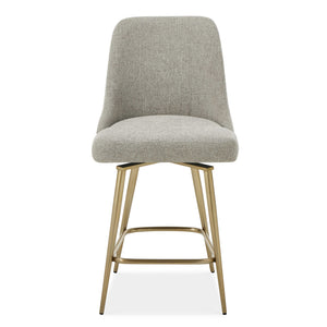 Uttermost Uttermost Bramwell Heathered Taupe Upholstered Counter Stool With Swivel-Return & Brushed Gold Base 53026