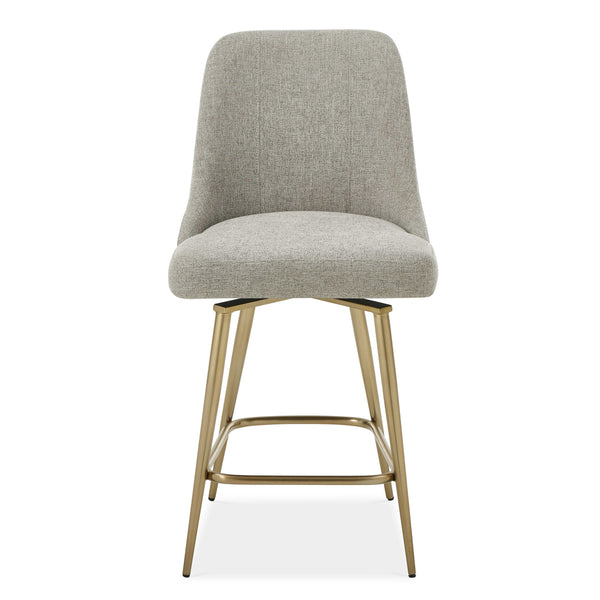 Uttermost Uttermost Bramwell Heathered Taupe Upholstered Counter Stool With Swivel-Return & Brushed Gold Base 53026