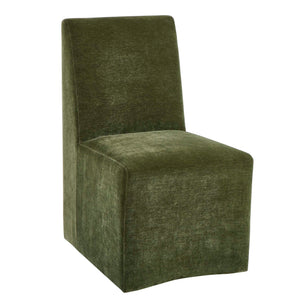 Uttermost Uttermost Moro Armless Moss Velvet Dining Chair With Casters — Plush Distressed Slipper-Style Seating 53027