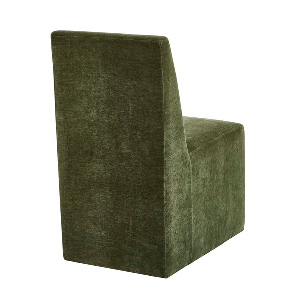 Uttermost Uttermost Moro Armless Moss Velvet Dining Chair With Casters — Plush Distressed Slipper-Style Seating 53027