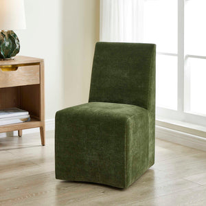 Uttermost Uttermost Moro Armless Moss Velvet Dining Chair With Casters — Plush Distressed Slipper-Style Seating 53027