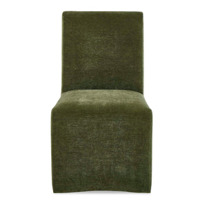 Uttermost Uttermost Moro Armless Moss Velvet Dining Chair With Casters — Plush Distressed Slipper-Style Seating 53027