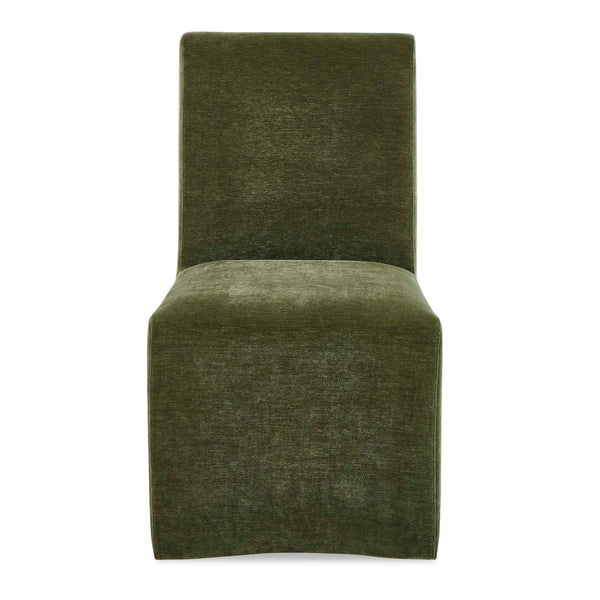 Uttermost Uttermost Moro Armless Moss Velvet Dining Chair With Casters — Plush Distressed Slipper-Style Seating 53027