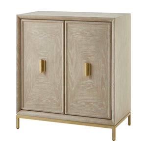 Uttermost Uttermost Alessia Cerused Oak 2-Door Cabinet With Brass Pulls & Tapered Legs, Modern Storage Elegance 50253
