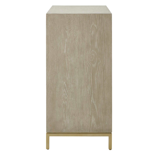 Uttermost Uttermost Alessia Cerused Oak 2-Door Cabinet With Brass Pulls & Tapered Legs, Modern Storage Elegance 50253
