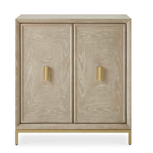 Uttermost Uttermost Alessia Cerused Oak 2-Door Cabinet With Brass Pulls & Tapered Legs, Modern Storage Elegance 50253