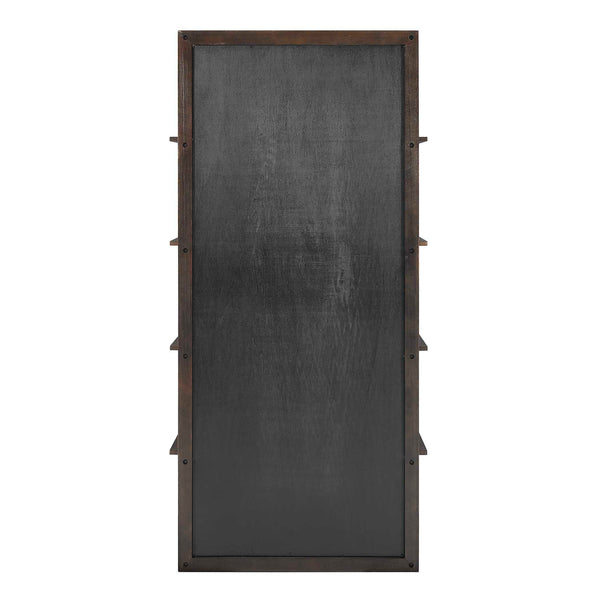 Uttermost Kai Dark Walnut Etagere With Gold Accents - 5 Open Shelves & Mirrored Back For Elegance Brass,Woodtone Oak Wood,Mdf,Mirror,Iron 50229