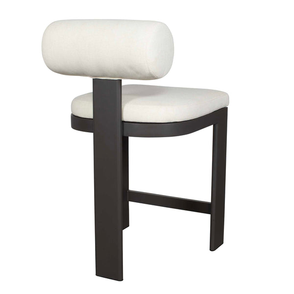 Uttermost Bolster Back Outdoor Counter Stool – Stylish, Durable Seating For Your Modern Patio Space White Metal Aluminium With Cushion Crescent Cloud Dancer 53045