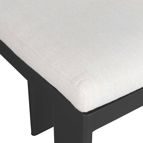 Uttermost Bolster Back Outdoor Counter Stool – Stylish, Durable Seating For Your Modern Patio Space White Metal Aluminium With Cushion Crescent Cloud Dancer 53045