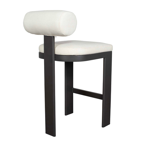 Uttermost Bolster Back Outdoor Counter Stool – Stylish, Durable Seating For Your Modern Patio Space Black,White Metal Aluminium With Cushion Crescent Cloud Dancer 53046
