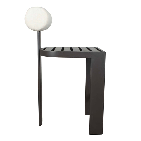 Uttermost Bolster Back Outdoor Counter Stool – Stylish, Durable Seating For Your Modern Patio Space Black,White Metal Aluminium With Cushion Crescent Cloud Dancer 53046